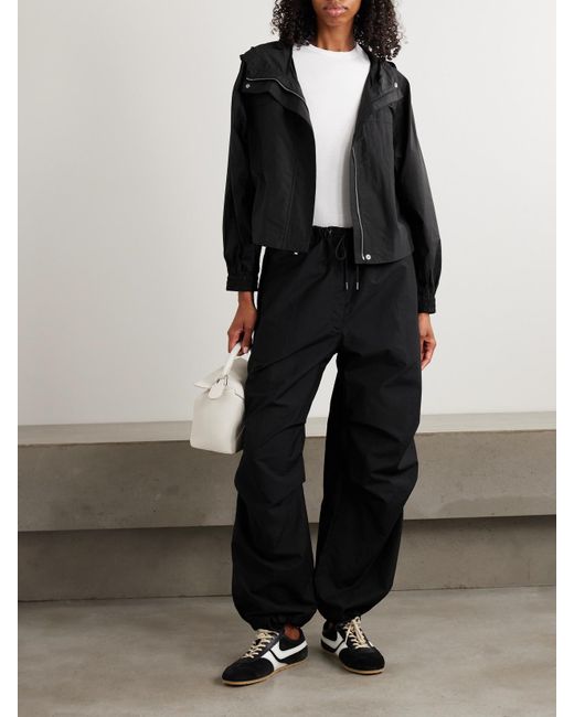 Veste À Capuche En Tissu Technique De Coton Mélangé À Fronces Theory en coloris Black