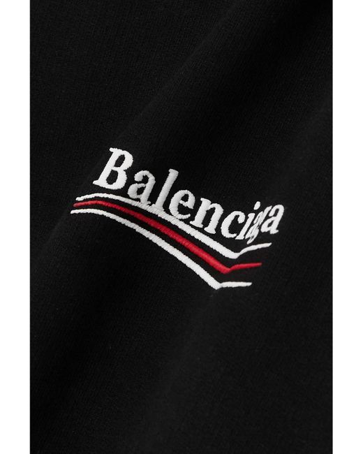 Balenciaga Black Embroidered Printed Cotton-Jersey Hoodie