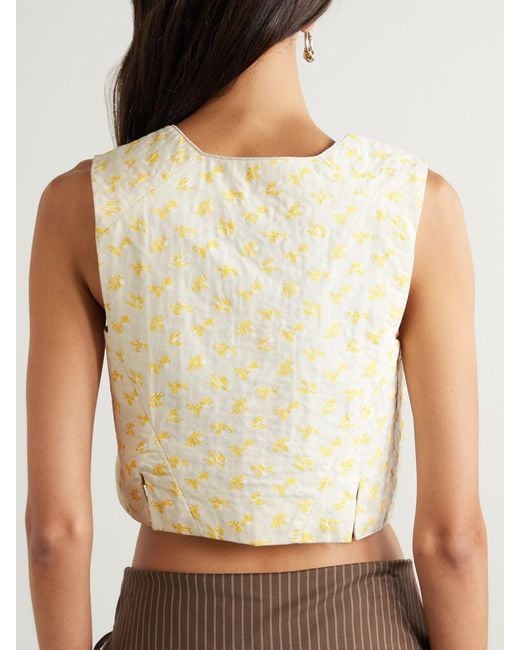 Thierry Colson Natural Alois Quilted Printed Cotton-Voile Vest