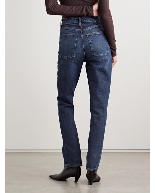 Agolde Blue High Rise Stovepipe Straight-Leg Organic Jeans