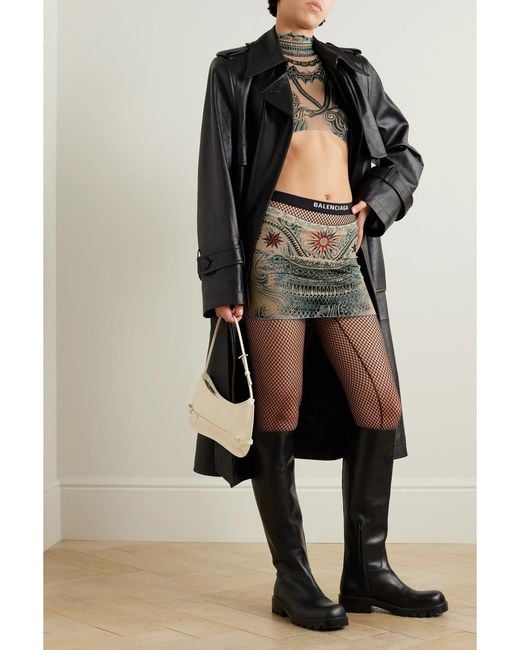 Jean Paul Gaultier Green Printed Stretch-Jersey Mini Skirt