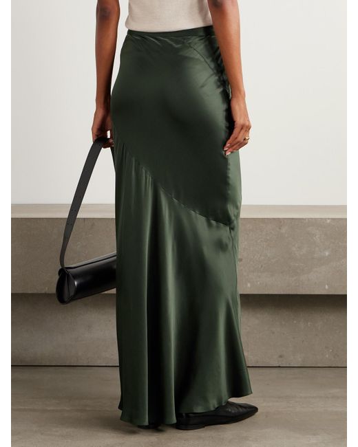 Twp Green My Endless Love Paneled Satin Maxi Skirt