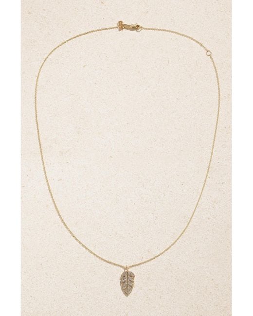 Sydney Evan Natural Large Monstera Leaf 14-Karat Diamond Necklace