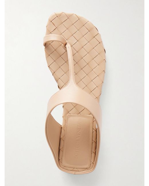 Bottega Veneta Natural Livia Intrecciato Leather Sandals