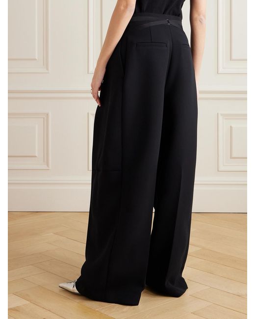 Jean Paul Gaultier Black Grosgrain-Trimmed Pleated Crepe Pants