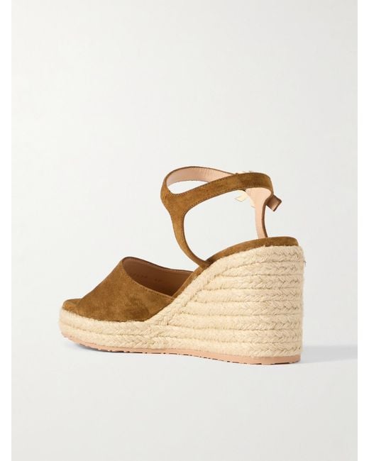 Gianvito Rossi Natural 90 Suede Espadrille Wedge Sandals