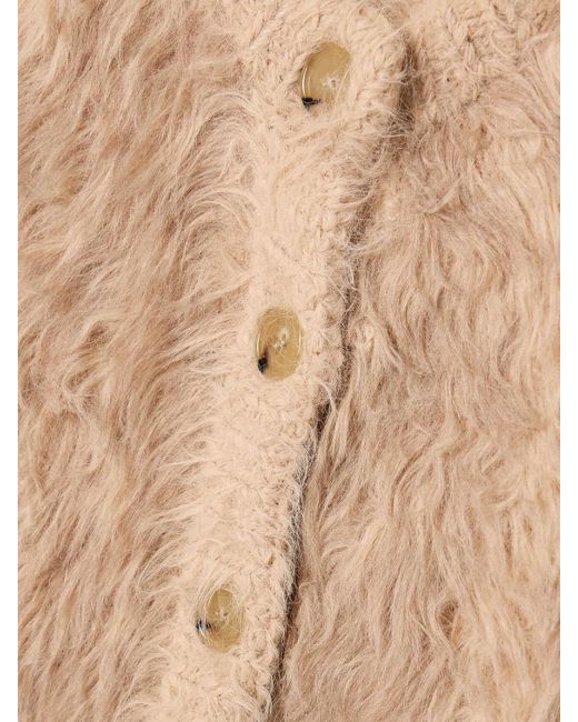 Acne Natural Cropped Brushed Knitted Cardigan