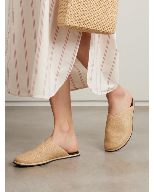 Neous White Attik Raffia Mules