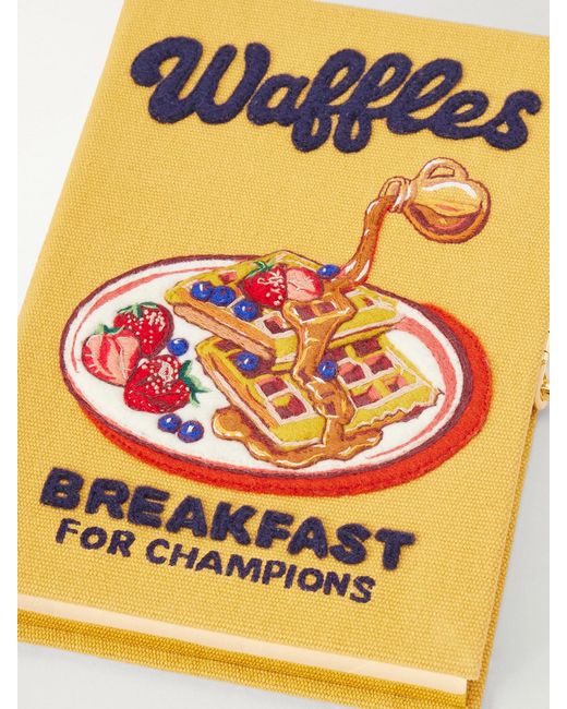 Olympia Le-Tan Metallic Waffles: Breakfast For Champions Embroidered Canvas Clutch