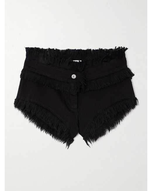 Ferragamo Black Frayed Denim Shorts