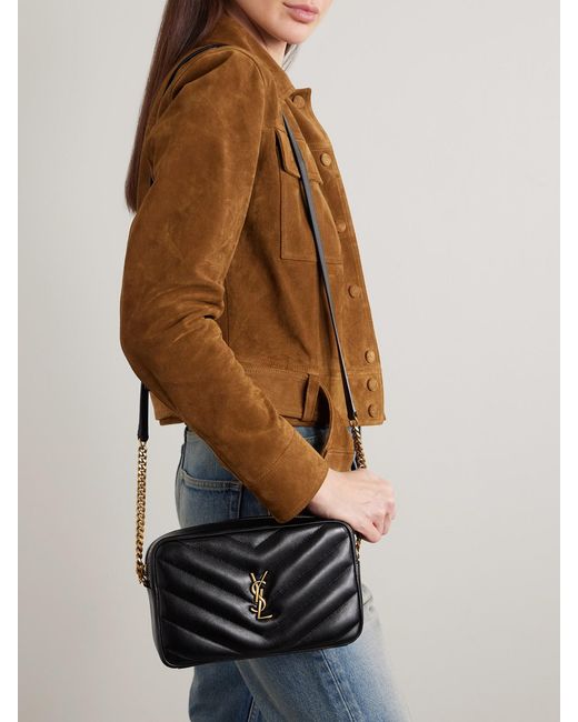 Saint Laurent Black Loulou Matelassé Textured-Leather Shoulder Bag