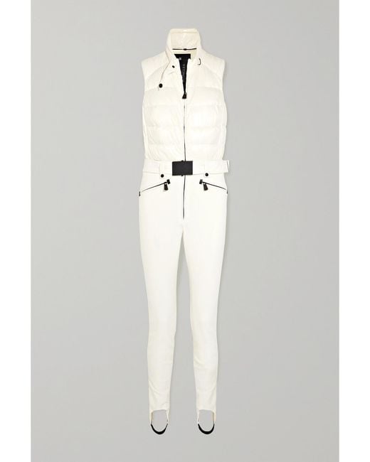 Moncler White Skianzug Aus Gestepptem Shell Mit Gürtel