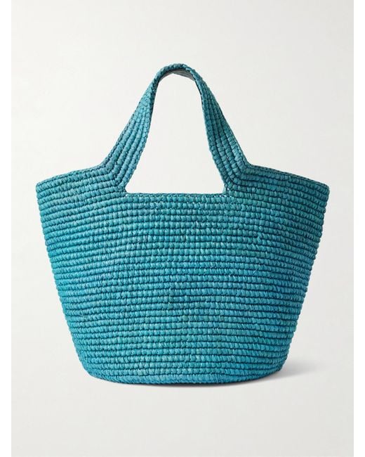 Sensi Studio Blue Bolso Playero Woven Raffia Tote