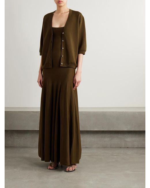 Khaite Green Tedi Wool-Blend Cardigan