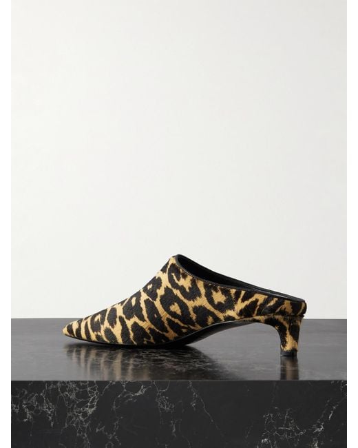 Jil Sander Multicolor Leopard-Print Calf Hair Mules