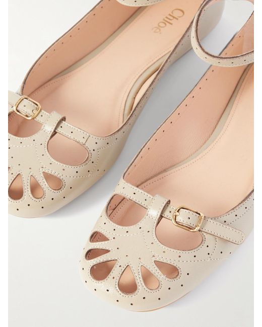 Chloé Natural Misty Laser-Cut Leather Ballet Flats