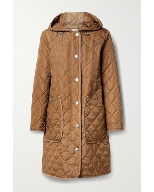 Burberry Hooded Quilted Padded Shell Coat in Brown Lyst
