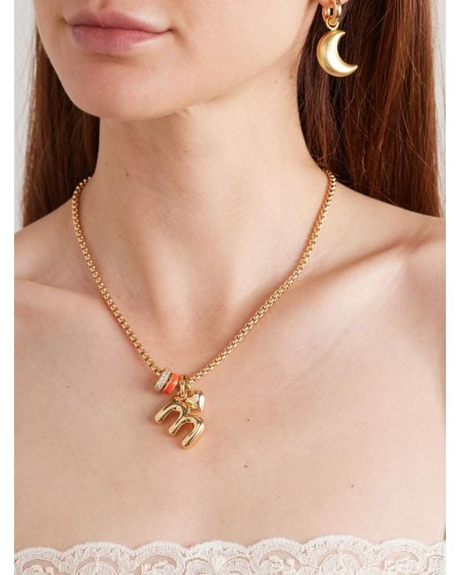 Roxanne Assoulin Natural Puffy Initial-Tone, Enamel And Cubic Zirconia Necklace