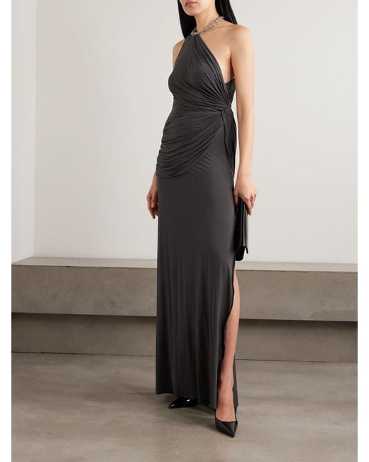 Alex Perry White One-Shoulder Draped Stretch-Jersey Gown