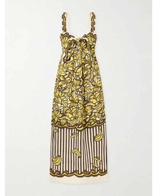 ALÉMAIS Metallic Mona Printed Hemp Midi Dress