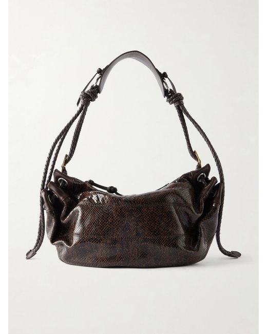 Isabel Marant Black Maia Snake-Effect Leather Shoulder Bag