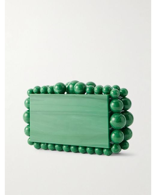 Cult Gaia Green Eos Clutch Aus Marmoriertem Acryl Mit Zierperlen