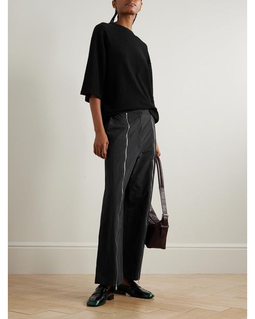 Tibi Black Sable Cotton-Blend Jersey T-Shirt
