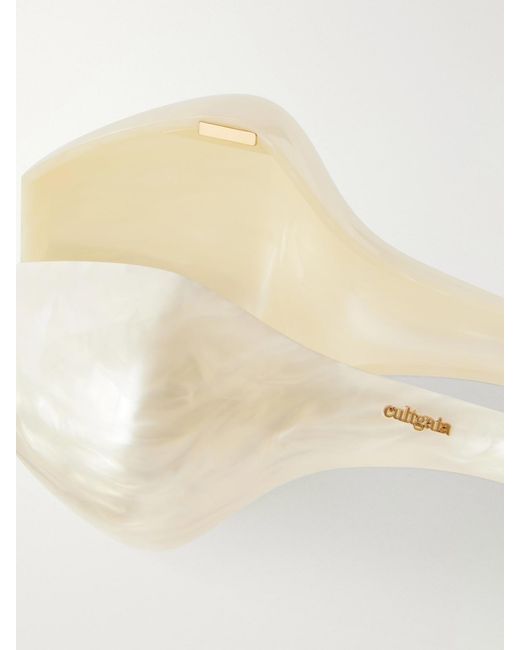 Cult Gaia White Junos Marble-Effect Clutch