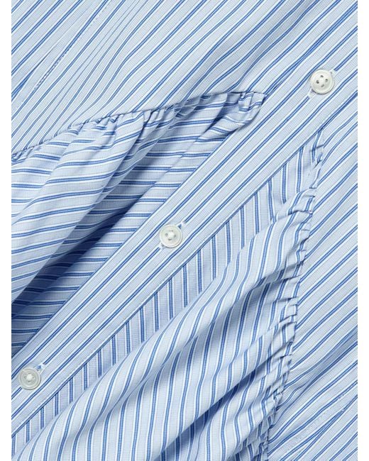 Robe-Chemise En Popeline De Coton Et De Modal Mélangés À Rayures Et À Fronces Polo Ralph Lauren en coloris Blue