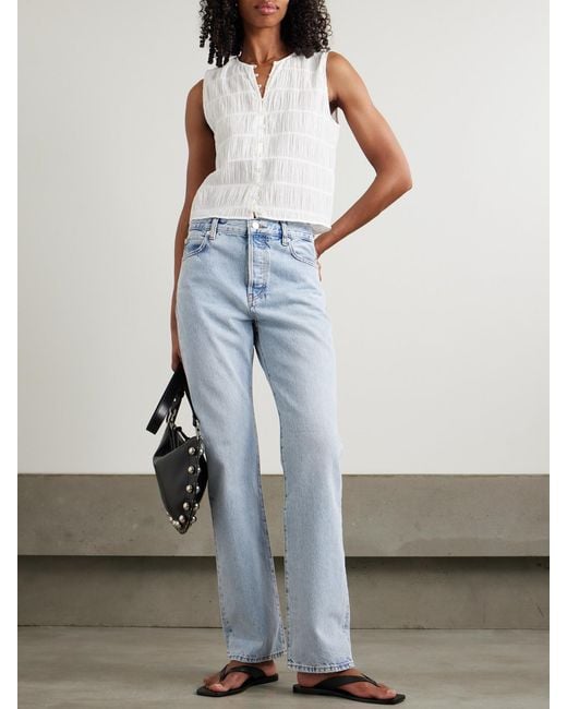 FRAME Blue The Staple Mid-Rise Straight-Leg Jeans