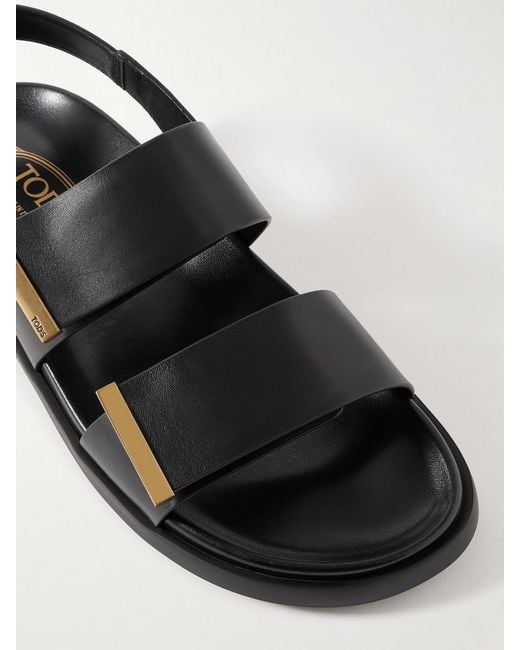 Tod's Black Embellished Leather Sandals