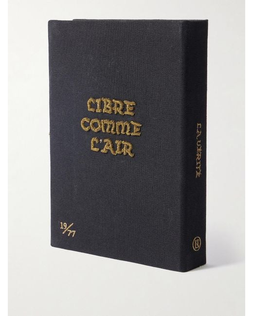 Olympia Le-Tan Black La Vérité Nous Rend Libre Embroidered Canvas Clutch