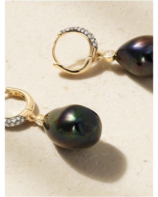 Lucy Delius Natural Nyx 14-Karat, Diamond And Pearl Earrings
