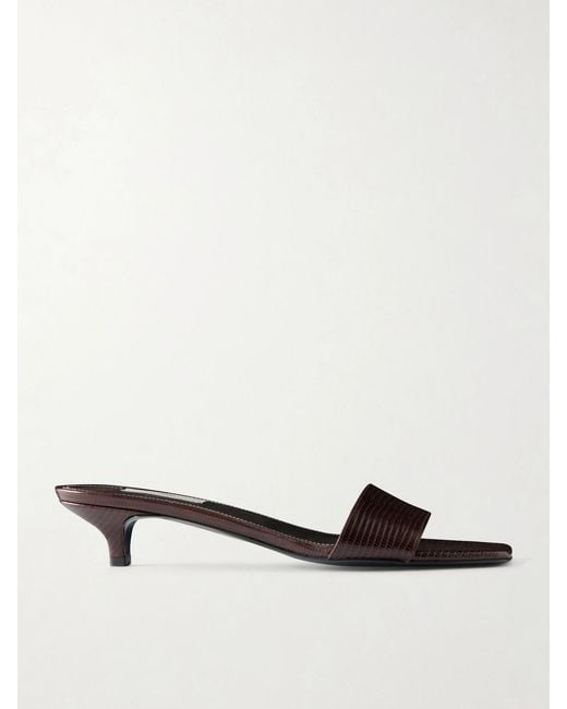 Totême White Lizard-Effect Leather Sandals