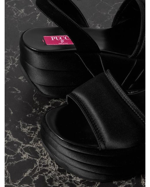 Emilio Pucci Black Satin Platform Sandals