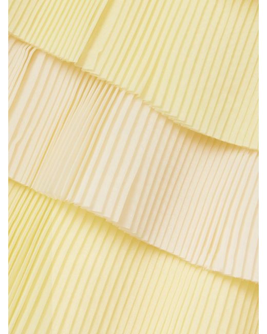 Aje. Yellow Reflection Maxikleid Aus Plissiertem Organza Mit Rüschen Und Farbverlauf