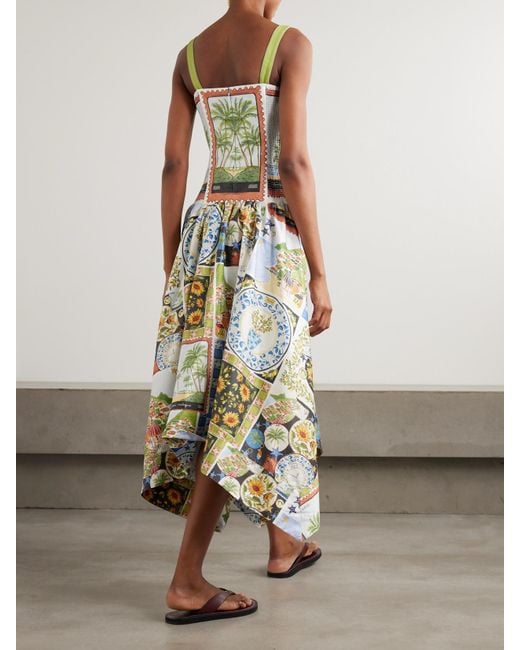 Robe Midi En Coton Imprimé À Smocks Et À Fronces Latin Trip Farm Rio en coloris White