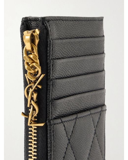 Saint Laurent Black Quilted Textured-Leather Wallet