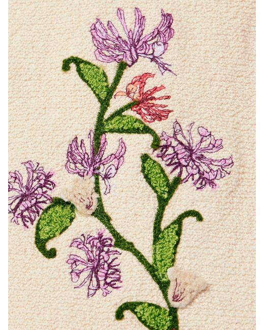 Agua Bendita Natural Chlorella Honeysuckle Appliquéd Embroidered Cotton-Blend Bouclé Midi Skirt