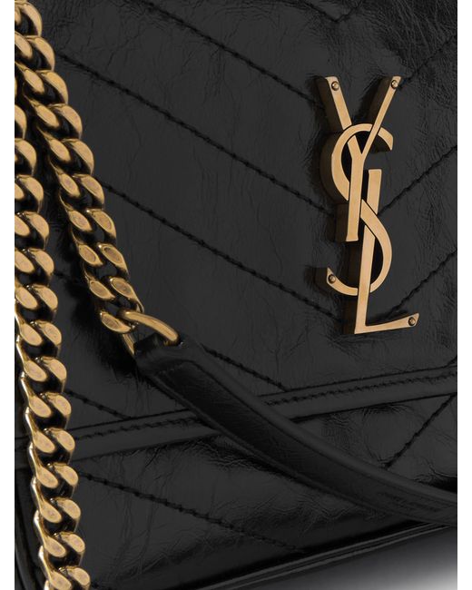 Saint Laurent Black Niki Medium Crinkled-Leather Shoulder Bag
