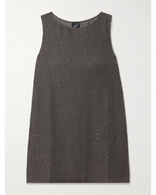 Leset Gray Stella Sequined Linen-Blend Mini Dress