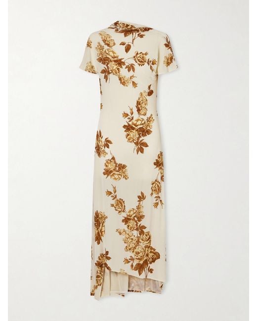 Magda Butrym Metallic Floral-Print Stretch-Jersey Midi Dress