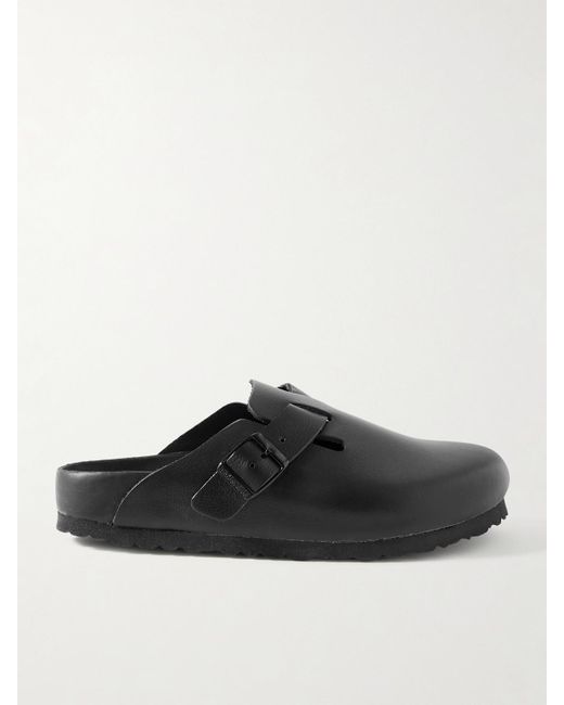 Birkenstock Black Boston Clogs Aus Leder Mit Velourslederbesatz