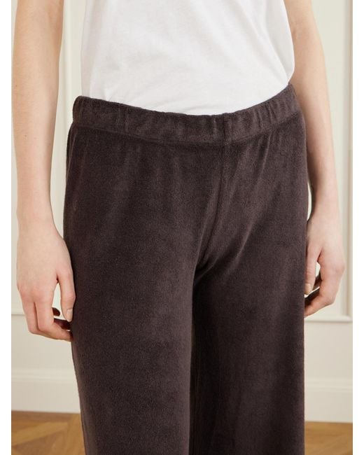 Suzie Kondi Brown Lito Cotton-Blend Terry Wide-Leg Pants