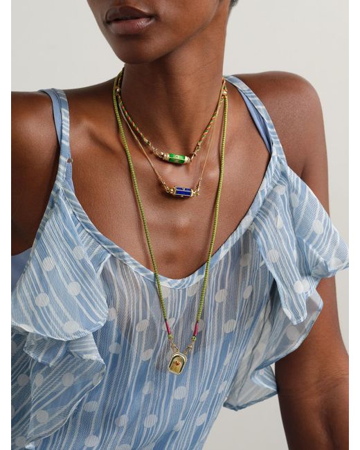 Marie Lichtenberg Natural Baby Locket 18-Karat, Lapis Lazuli And Ruby Necklace