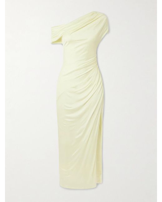 Galvan White Schulterfreies Maxikleid Aus Stretch-Jersey Mit Raffungen