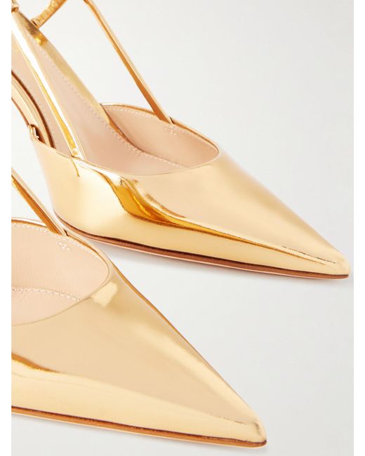 Gianvito Rossi Natural Ascent 85 Mirrored-Leather Slingback Pumps