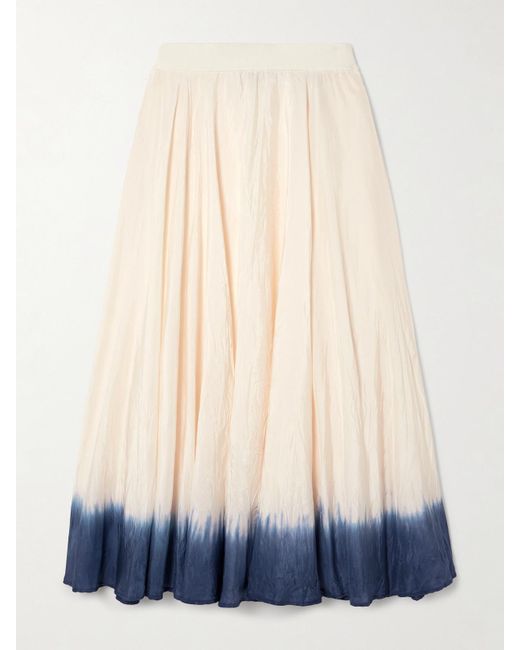 Joseph Blue Pleated Ombré Silk-Habotai Midi Skirt