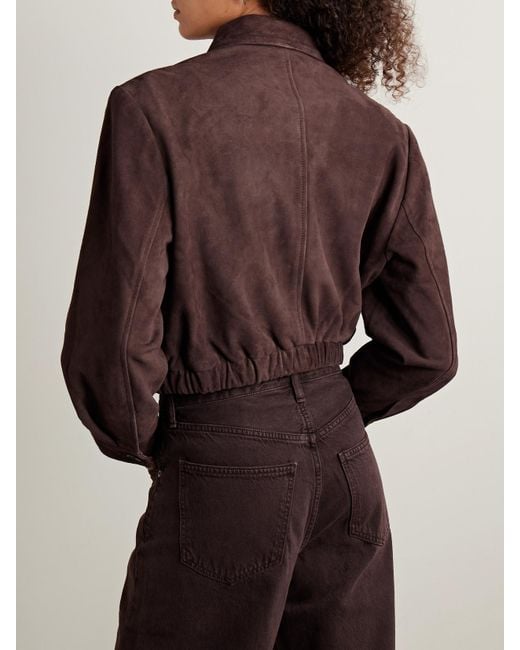 Agolde Brown Nahla Cropped Suede Jacket
