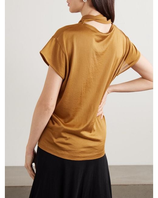 Lemaire Brown Tie-Neck Jersey T-Shirt